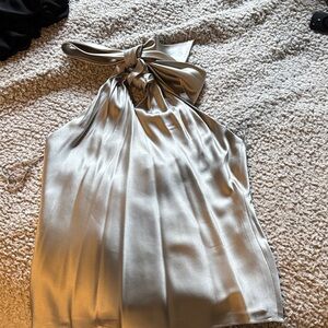Silk halter with neck bow in back